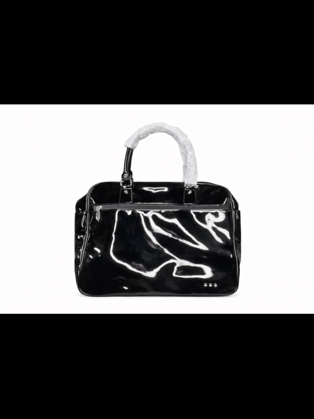 Black Patent Tote Bag with Top Handles